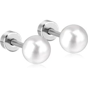 Roestvrij stalen oorbellen 3-8mm witte parel schroef Stud Oorbellen voor vrouwen meisje kleine 20G Piercing Sleeper Mens Fashion Tragus oren