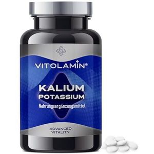 Zuiver kaliumcitraat | Vitolamin® 180 vegetarische krachtige tabletten 379 mg kalium | 100% natuurlijk kaliumsupplement | ideaal voor sporters | spier- en zenuwstelsel