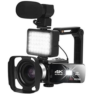 4k ultra Hd Video Camera Camcorder Digitale Video Camera met Spraakopname Vlogging Camera Recorder 16x Digitale Zoom 270 Graden Rotatie Webcam (Size : 16G SD card, Color : Nero)