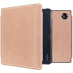 Slanke hoes compatibel met Kobo Libra Colour 7'' 2024 N428 E-book Smart Protective Shell Auto Sleep Wake Cover PU lederen hoes(Rose gold)