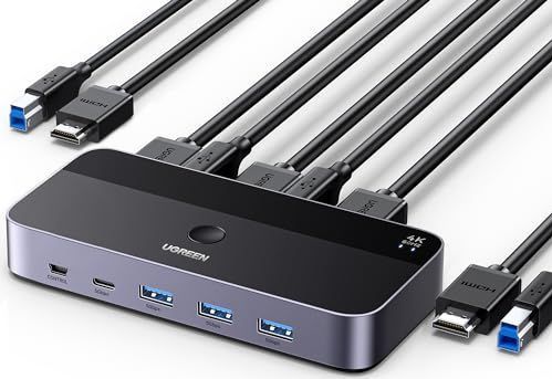 UGREEN - HDMI 2.0 KVM Switch - 4K@60Hz - USB 3.0 Switch - 4 USB Poorten