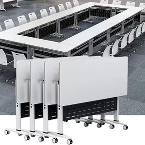4 stuks vergaderzaal tafel - opvouwbare vergadertafel, moderne witte vergadertafel voor vergaderzaal, opvouwbare flip-top kantoor vergadertafel mobiele vergadertafel voor training seminar, met