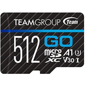 TEAMGROUP GO Card 512 GB Micro SD-kaart voor GoPro & Actiecamera's, MicroSDXC UHS-I U3 High Speed Flash geheugenkaart met adapter voor buiten, sport, 4K schieten TGUSDX512GU303