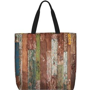 FRGMNT Chemie Reageerbuis Print Tote Bag Voor Vrouwen, Casual Rits Tote Mode Schouder Handtas Hobo Tas Met Zakken, Houten kraam, Eén maat