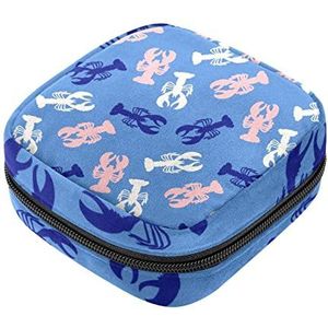 Abstracte kreeften silhouetten maandverband opbergtas menstruatie pad tas draagbare menstruatie cup zakje met rits voor tiener meisjes vrouwen dames