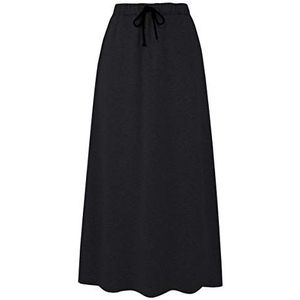 Ylingjun Warme fleece gevoerde lange jersey rokken voor dames, elastische taille, A-lijn, uitlopende winterrok, Zwart, XL