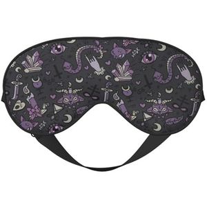 Paars Zwart Goth Spooky Print Comfortabele Oogmasker Volledige Dekking Lichtgewicht Mannen Vrouwen Outdoor Reizen Ontspanning