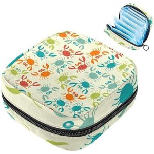 MUOOUM Cartoon Krabben Patroon Maandverband Opbergtas Draagbare Menstruatie Tas Voor Vrouwen Tiener Meisjes Menstruatie Cup Pouch Nursing Pad Houder