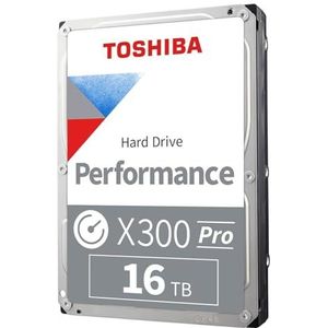 Toshiba X300 PRO 16 TB hoge werklastprestaties voor creatieve professionals 3,5-inch interne harde schijf - tot 300 TB/jaar werkbelasting CMR SATA 6 GB/s 7200 RPM 512 MB cache - HDWR51GXZSTB