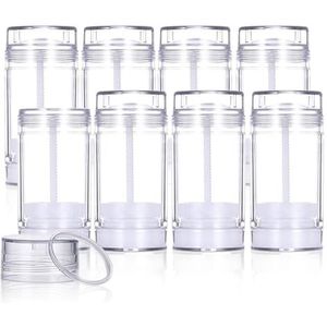 10 Pack Ronde Lege Deodorant Containers Plastic Twist-up Deodorant Flessen Hervulbare Lippenbalsem Buizen voor DIY Deodorant Lippenbalsem Lippenstift Gemakkelijk te Vullen (50 ml, Transparant)