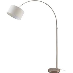 Lindby booglamp 'Railyn' (modern) in Wit uit textiel/stof zijde o.a. voor woon-/ eetkamer - booglamp, staande lamp met boog