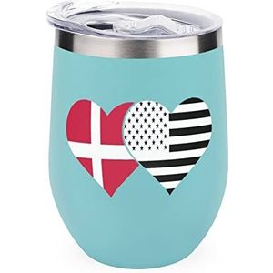 Denemarken Vlag En Zwarte Vlag Van Amerika Geïsoleerde Tumbler Met Deksel Leuke Rvs Koffie Mok Duurzaam Thee Cup Reizen Mok Gro