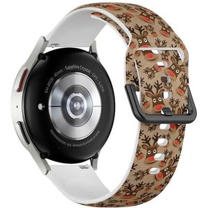 Sportieve zachte band compatibel met Samsung Galaxy Watch 6 / Classic, Galaxy Watch 5 / PRO, Galaxy Watch 4 Classic (Christmas Rudolph) siliconen armband accessoire