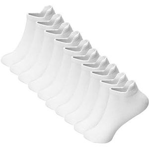 NYME sneakersokken - dames & heren & unisex - korte sokken - katoen, 10 stuks (wit), 43-46 EU