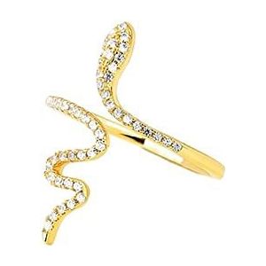 verstelbare ringen voor dames, 925 zilveren ring, Ringen Geschenken Delicaat 925 Zilver Fancy Diamond Snake Ring Sieraden Verjaardag for vrouwen (Color : Gold)