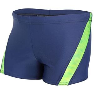 Aquarti Jongens Korte Zwembroek Zwemboxer met Strepen, Donkerblauw/groen, 134