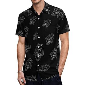 Satan Devil Goat Hawaiiaanse shirts voor heren, korte mouwen, casual overhemd met knopen, vakantie, strand, shirts, 2XS