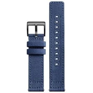 Universele dubbelzijdige canvas horlogeband ademende pasvorm for Casio Edifice MTP-1374 1375 MDV107-1A MDV-106 horlogeband 20 mm 22 mm zacht(Blue-Black,20mm)