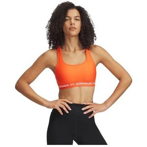 Under Armour Womens Crossback Mid Impact Sports Bra, (847) Fire / / White, XX-Large