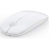 Anmck Draadloze Muis Wit, Stille Oplaadbare Muis voor Laptop Computer PC, 1600 DPI 3 Aanpassingsniveaus Slanke Mini Geruisloze Draadloze Muis Wit, 10m Afstandsbereik 2.4G Muizen voor Windows, MAC OS &