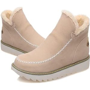 Klassieke antislip enkelsneeuwlaarzen voor dames, waterdicht geïsoleerde antislip outdoor klassieke korte mini enkelwarme schoenen, winter casual bont gevoerde slip-on platte laarsjes voor vrouwen (9