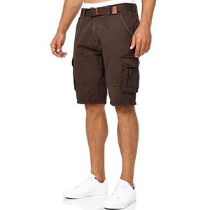 Indicode Heren Monroe Cargo ZA short met 6 zakken en gesp, 100% katoen | Kort Broek bermuda zomer herenshort Men Pants cargobroek zomerbroek Voor Mannen Dk Brown 3XL