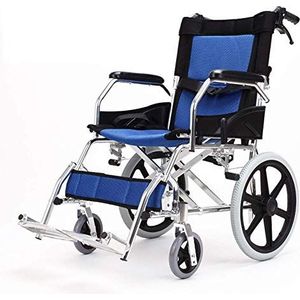 Rolstoelen Opvouwbare draagbare lichtgewicht opvouwbare rolstoel Zelfrijdende comfortabele draagbare rolstoelen, kunnen in bagage worden geplaatst, Blauw