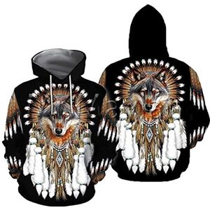 Heren Hoodie 3D Print Native American Indian Sweatshirts Etnische Totem Patronen Trui Retro Jumper, #1, XXL