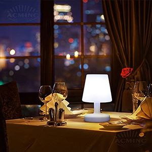 Restaurant tafellamp batterij dimbaar draadloos, LED tafellamp batterij met afstandsbediening en 16 RGB kleurwisselingen voor bar kinderdecoratie, tafellampen voor buiten op batterijen bedlampje, wit