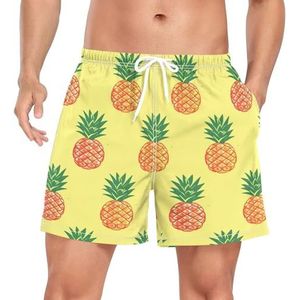 Niigeu Naadloze Fruit Ananas Gele Mannen Zwembroek Shorts Sneldrogend met Zakken, Leuke mode, XL