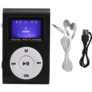 Mp3-speler met clip op de achterkant, lichtgewicht draagbare mini zwarte speler Backclip Mp3-muziekspeler Sport BackClip LCD-scherm MP3 voor hardlopen Sport Thuiskantoor Buiten
