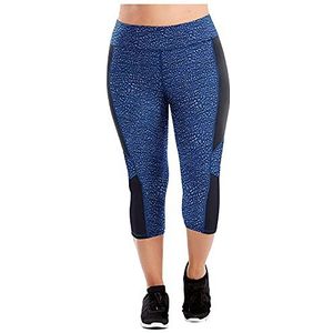 CHAOEN Dameslegging, 3/4 hoge taille, yogabroek, grote maten, cropped broek, buikcontrole, sportbroek voor hardlopen, workout, gym, fitness, Blauw, 3XL
