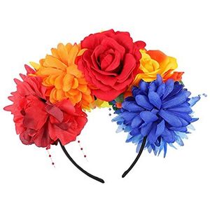 Dag van de Dode Bloem Hoofdband Mexicaanse Rose Flower Crown Party Kostuum Hoofddeksel for vrouwen (Color : Color 2)