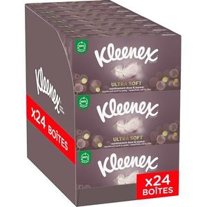 KLEENEX - Ultrazachte zakdoekendoos (24 dozen met 64 zakdoeken) – zacht en zijdeachtig die een gevoel van welzijn op de huid achterlaten – gemaakt in Frankrijk