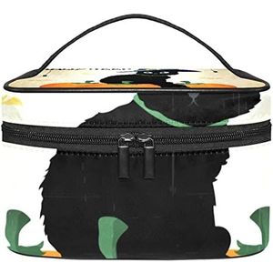 Cat Halloween make-up organizer tas, reismake-up tas organizer case draagbare cosmetische tas voor vrouwen en meisjes toiletartikelen, Meerkleurig, 22.5x15x13.8cm/8.9x5.9x5.4in