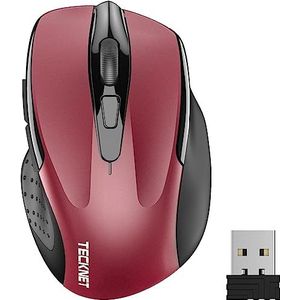 TECKNET Draadloze muis, oplaadbaar, stil, draadloos, ruisonderdrukking 90%, 4800 DPI, 6 ergonomische toetsen, 2,4 G USB, compatibel met pc, laptop, Mac, laptop