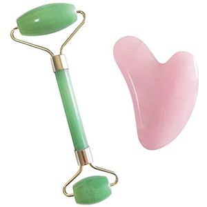 Mina Heal Rozenkwarts Gua Sha en Jade Face Roller Set voor Facelifting Schrapen Anti-Rimpels Anti-Aging Skin Detox en Verjonging