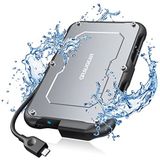 GRAUGEAR, USB-C externe behuizing voor 2,5 inch SATA SSD/HDD, UASP SATA III USB 3.2 Gen2 6 Gbit/s, spatwaterdicht IP66, Geïntegreerde USB-C kabel, G-2502-C-10G