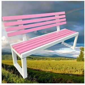 Parkbank, platte verandastoel, terrasbank, patiostoelmeubilair, ergonomische rugleuning, natuurlijke decoratieve stijl, kleuren: blauw, geel, roze, aanpasbaar(36,100CM/39.3IN)