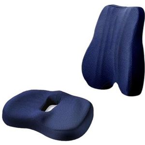 zitkussen Zitkussen Taille-rugsteunkussenset Orthopedisch Ergonomisch Stuitbeenverlichting Heup-lumbale kussen voor bureaustoel Auto stoelkussen(Size:Cushion Set Blue)