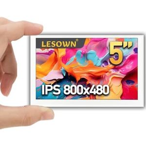 LESOWN Mini Draagbare Monitor 5 ""IPS Klein Display 480x800 HDMI 5V USB Aangedreven Weinig Lichtgewicht Status-Display Scherm Wit Metalen Case voor Temperatuurbewaking PC Laptop Computer, Plug and Play
