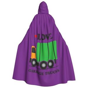 Bxzpzplj I Love Vuilniswagens Print Unisex Hooded Mantel Voor Mannen & Vrouwen, Carnaval Thema Party Decor Hooded Mantel