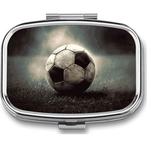 Sport Voetbal Pil Doos 2 Compartiment Pil Case Draagbare Pocket Pil Organizer Geneeskunde Vitamine Organizer voor Mannen Vrouwen