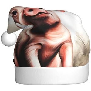 SSIMOO Naughty Pig Baby 1 pluche kerstmuts voor volwassenen, feestelijke feesthoed, ideaal feestaccessoire voor bijeenkomsten