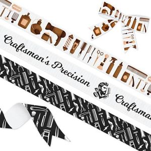 RUIRUIMING 3-delige satijnen lintenset met kapsalon-thema, stylist-decoratief lint, geschikt voor geschenken, salonverpakkingen en ambachten - Elk lint: 18,5 cm x 5 m