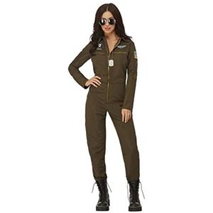 Top Gun Maverick Ladies Aviator Costume, Green, with Jumpsuit & Changeable Name Badges, (L)