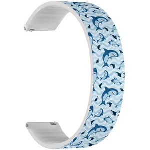 RYANUKA Solo Loop Strap Compatibel met Amazfit Bip 3, Bip 3 Pro, Bip U Pro, Bip, Bip Lite, Bip S, Bip S lite, Bip U (Shark Blue Colored Waves) Quick-Release 20 mm rekbare siliconen band band