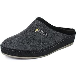 Schawos Herenpantoffel van Vilt 6030 – Warme slof met wollen voering en stevige zool, grijs 24w, 41 EU