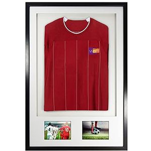 Vivarti DIY volwassen 3D gemonteerd + dubbel diafragma sportshirt weergaveframe 61 x 91,5 cm - zwart frame, witte montage, witte rugkaart