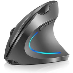 Ergonomic Mouse-PYRIOLHI -2.4G Wireless Dual Mode - Rechargeable Optical Mouse - Wireless Vertical Mouse, Supports Multiple Devices - 4 Adjustable DPI-Dark(Grey)